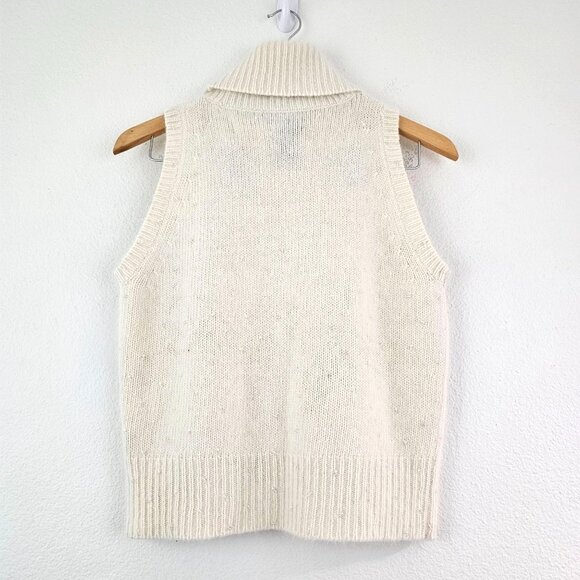 Lauren Ralph Lauren Womens Sz M Cream Turtleneck Sweater Vest Wool Angora Sequin - Picture 2 of 12